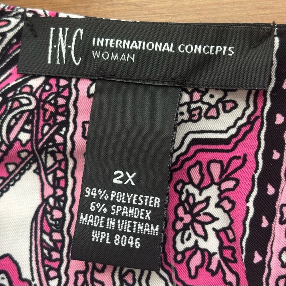 NWT INC Int. Concepts Sleeveless Pink/White Paisley Print Maxi Dress, Size 2X - Picture 12 of 14